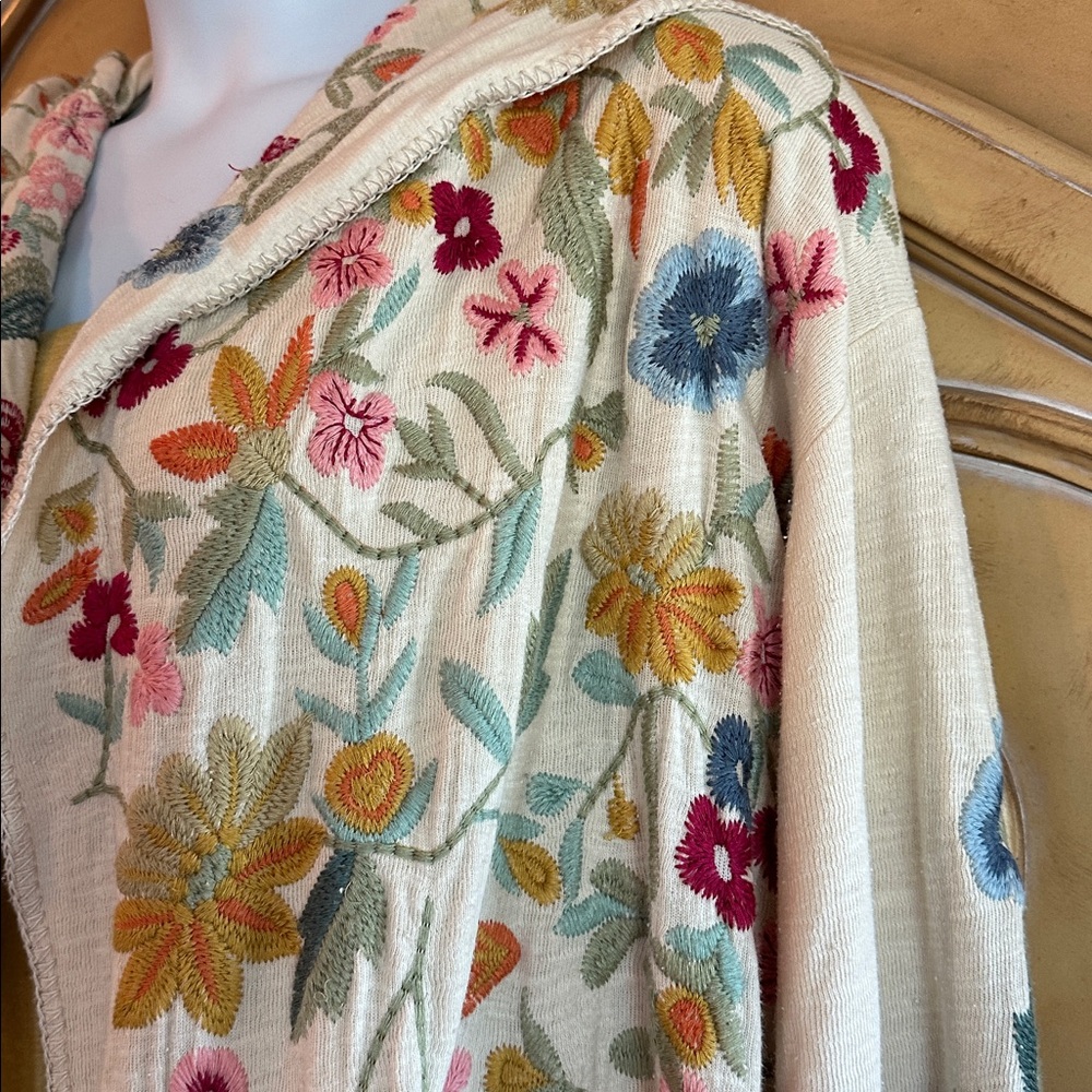 Floral Embroidered Hooded Cardigan - Picture 3 of 10
